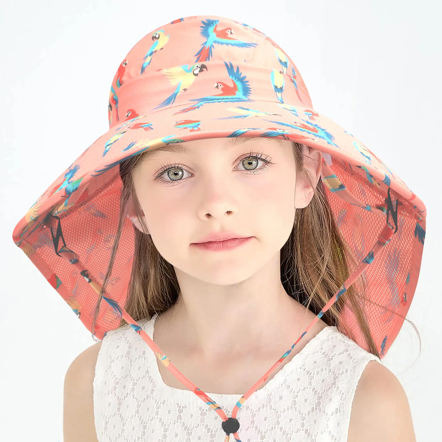 

Spring Summer Quick-drying children's large eave animal print beach Hat Kids breathable neck Fisherman's hat basin caps