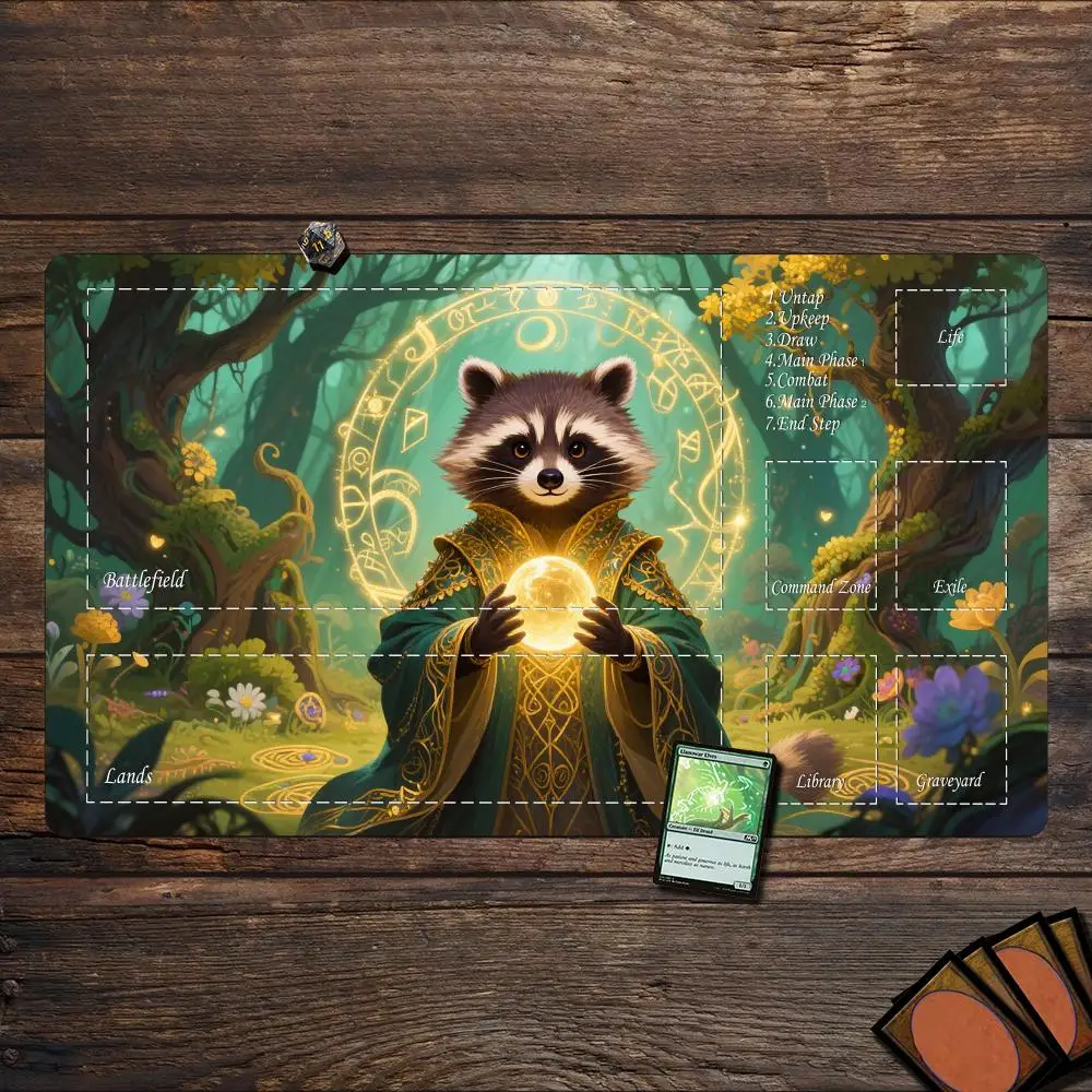 

Magic Playmat card gaming mat with zones magic Raccoon Mentor mtg playmat rubber anti-slip Desk Mat gamer keypad mousepad