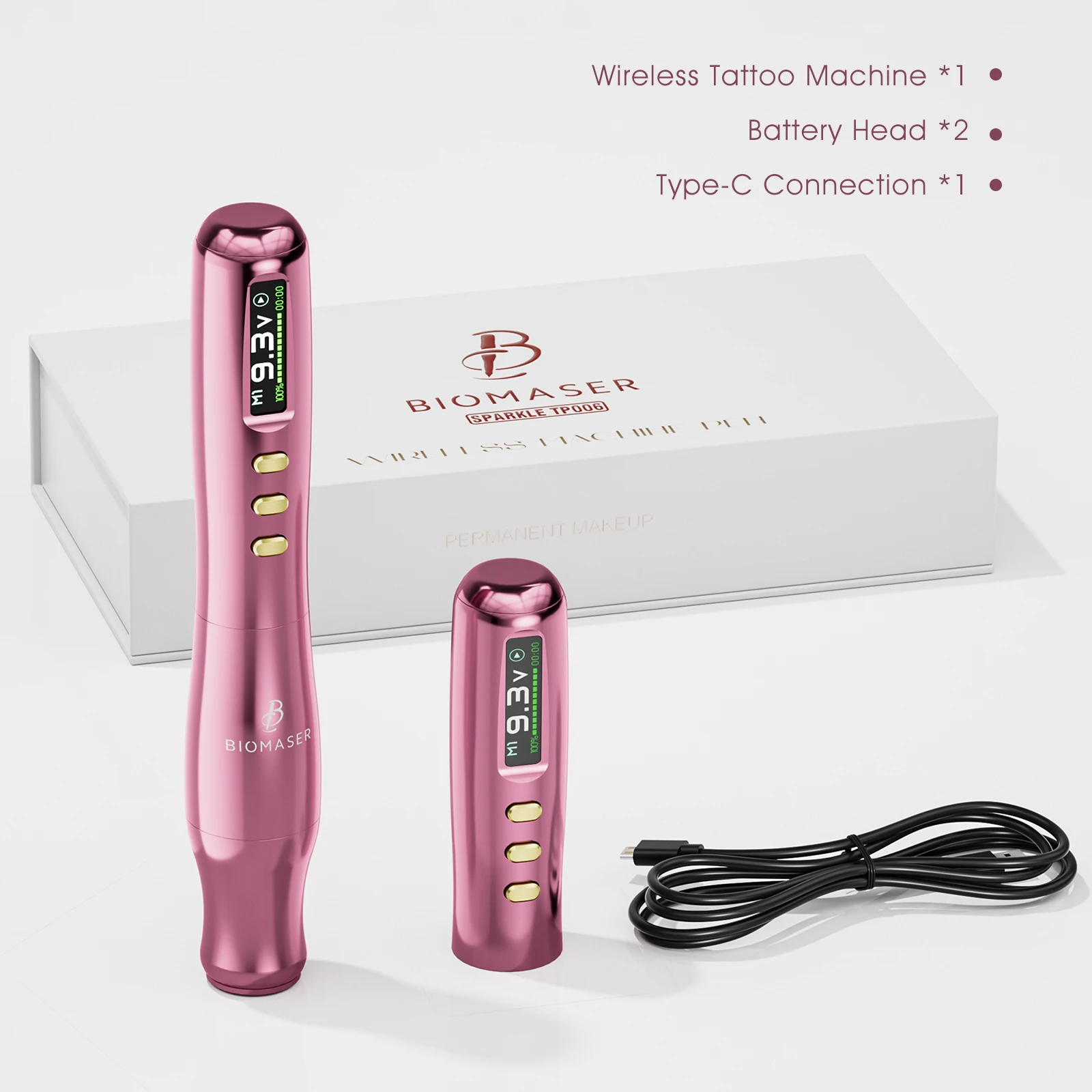 BIOMASER New TP006 2025 Wireless Tattoo Machine  Adjustable Strokes Eyebrow Lip Permanent Makeup PMU Pen Tattoo Artist Supplies