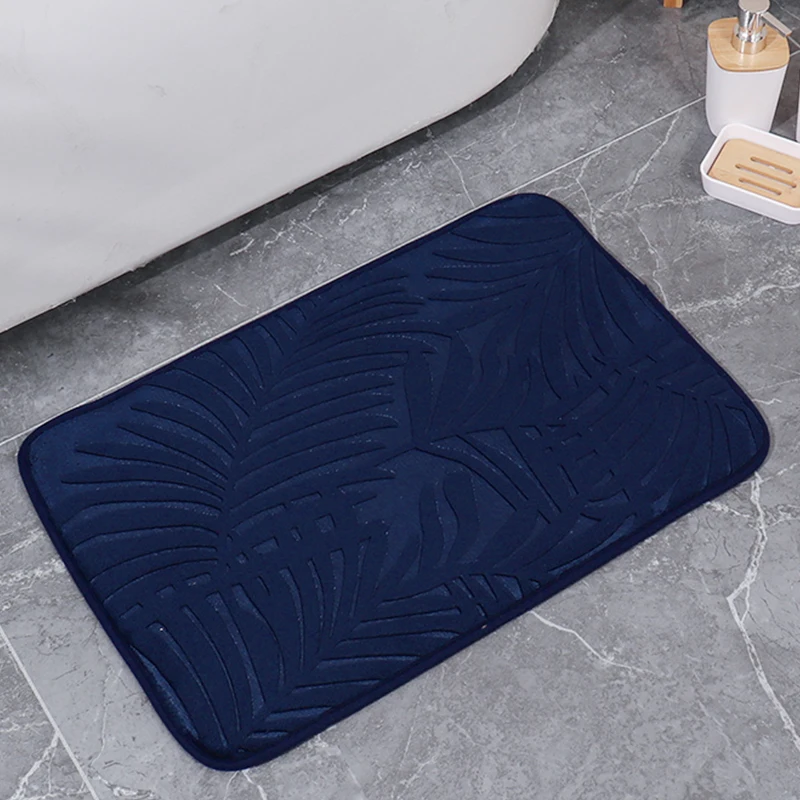 Coral Fleece Bathroom Carpet Leaf-Shape Floor Bath Mat Water Absorption Non-slip Memory Foam Absorbent Washable Rug Toilet Floor