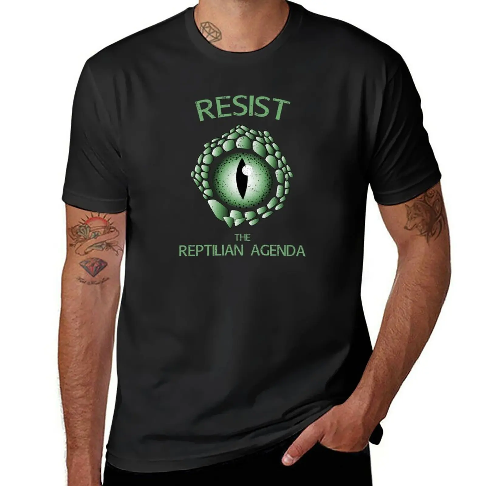 New Resist The Reptilian Agenda Lizard People Eye T-Shirt anime Oversized t-shirt korean fashion t shirt for men