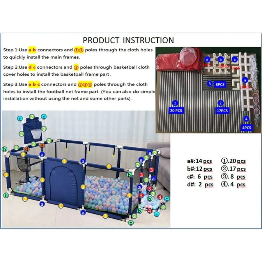 Grote babyballenbak Draagbare binnen-buiten babybox Peuters Veiligheid Speeltuin Leuke activiteiten Populair speelgoed Exclusief bal