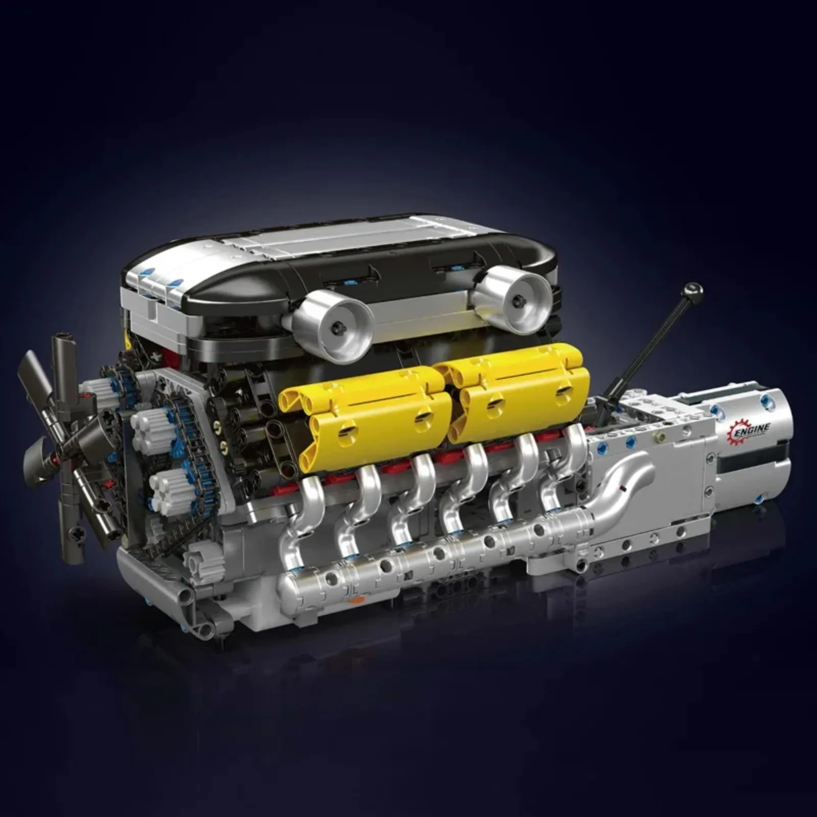 Mould King 10202 V12 Engine Supercar Model Motorized Transmission Building Blocks Toy for Kids