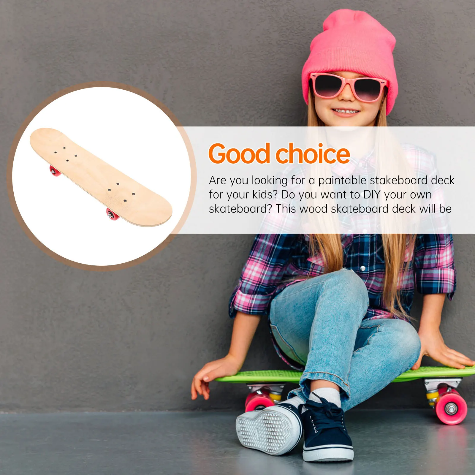 Skateboard Kayu DIY Tanpa Finishing Warna Cokelat Dapat Dicat Desain Unik Hadiah Natal