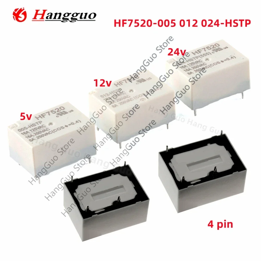 5PCS/Lot Original HF7520 005/012/024-HSTP  HF7520 DC5V 12V 24V Normally open 4-pin 16A DC5V 12V 24V Relay
