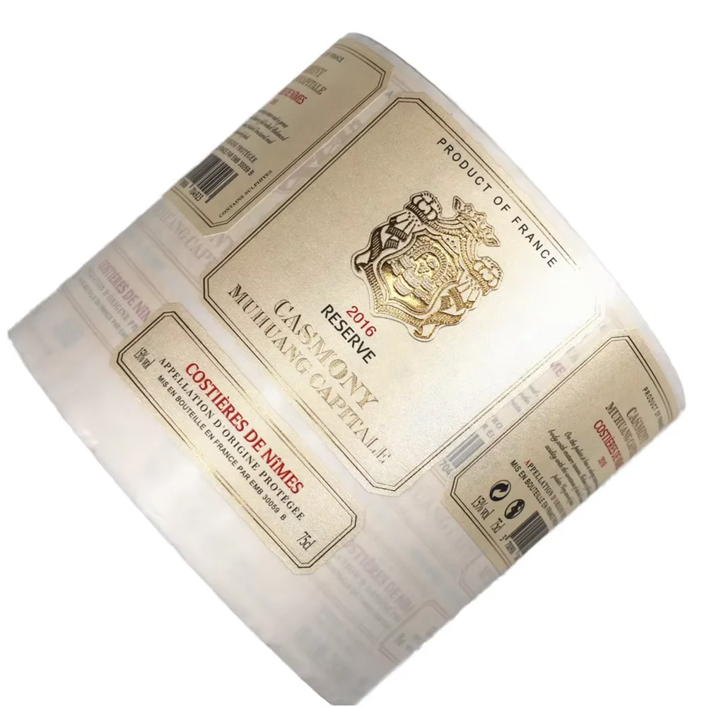 

Индивидуальная этикетка для вина с золотым тиснением｜Высокая водостойкость｜Постоянный клей｜УФ-ламинирование