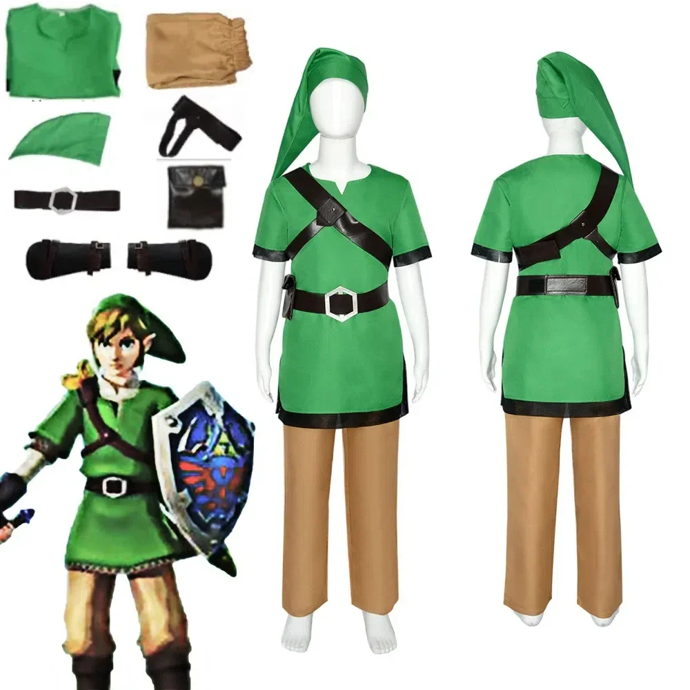 

Character Link Zelda Game The Same Cosplay Costume Anime Game The Legend of Zelda Sky Sword Costume Halloween Costume Adult Kid