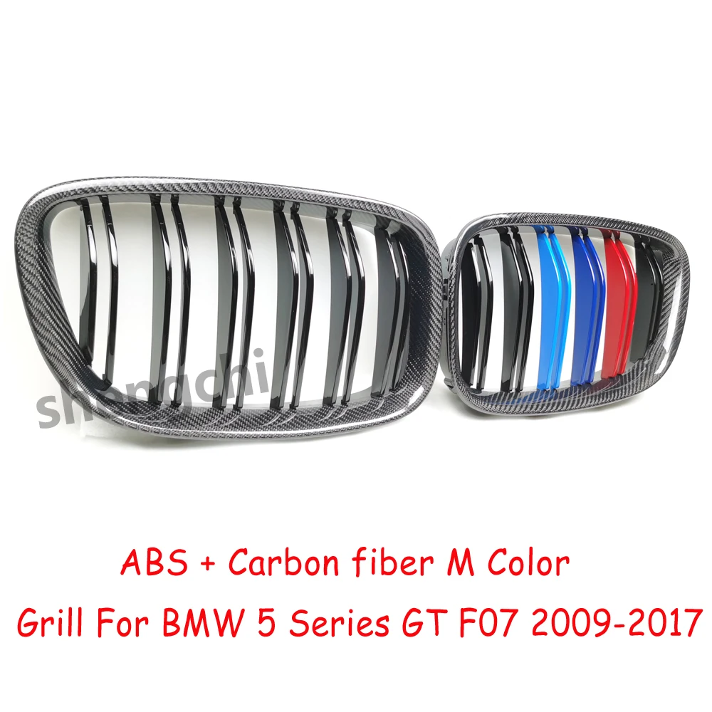 for BMW 5 Series GT F07 Carbon Fiber M Color Front Bumper Grilles 535i 550i 520d 530d Replacement Grill 2009-2017