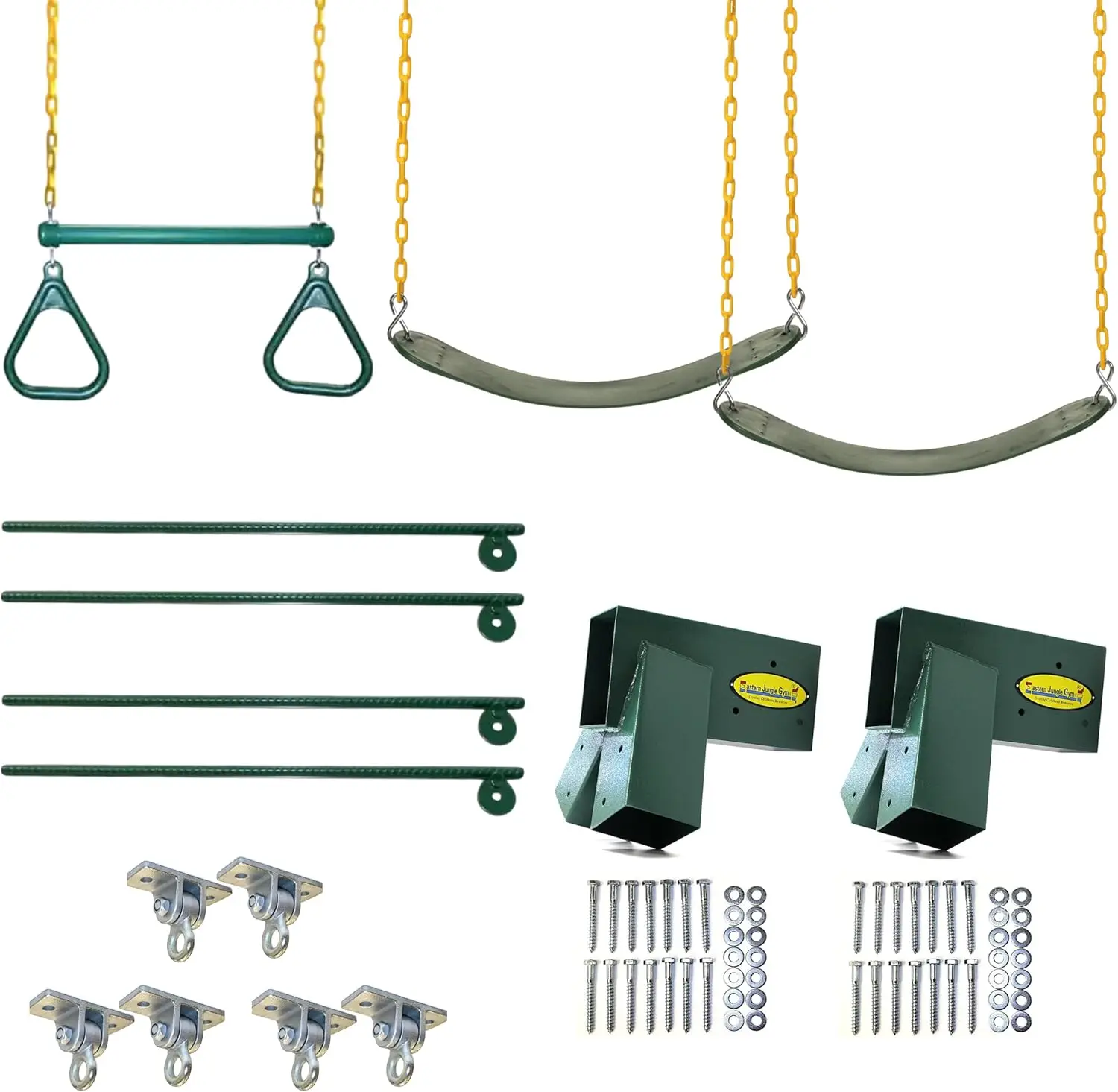 

Swing Set Hardware Kit, Circular Hanger Rod, and All Assembly Hardware and Instructions - Excluding Wood