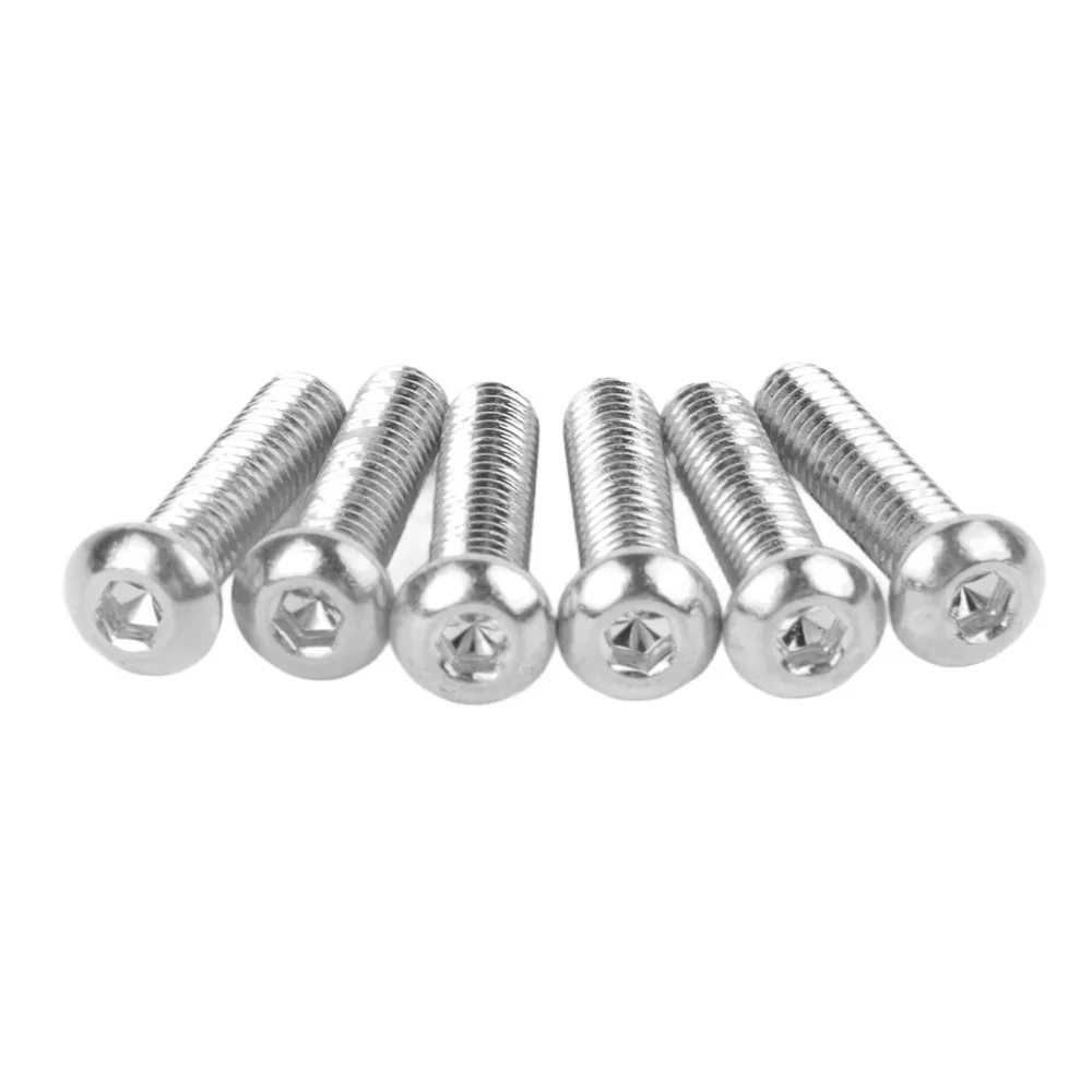 6PCS Premium Silver Bridge Mounting Screws Metal Guitar Bridge Screws Hex Screws For Electric Guitar