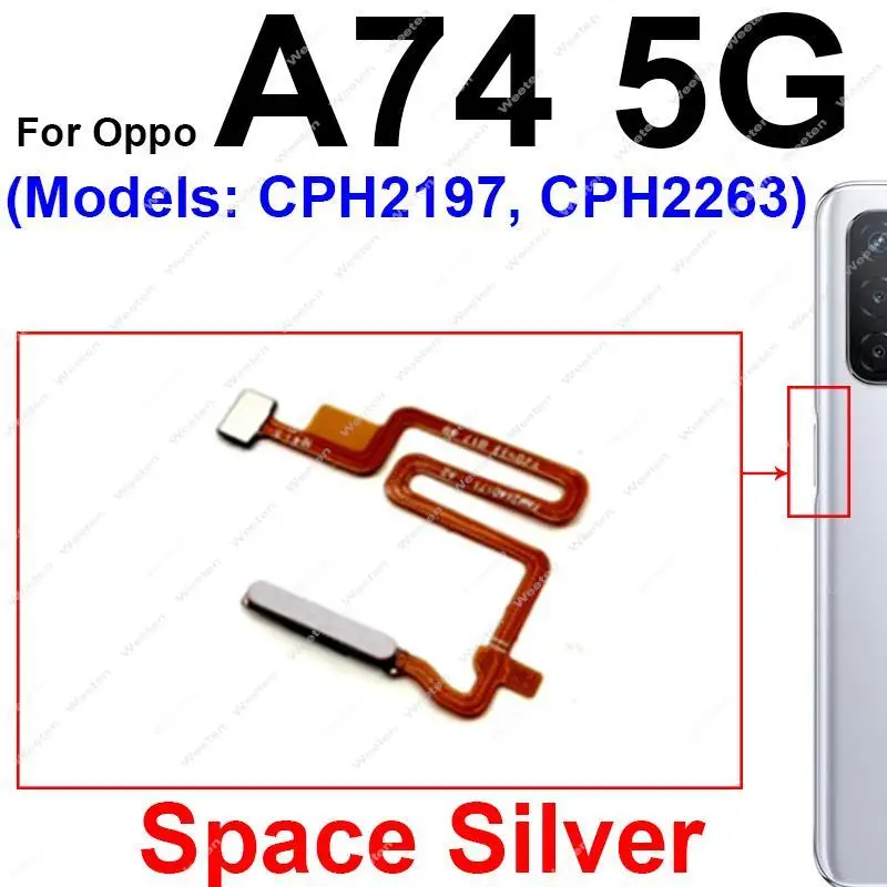 For OPPO A72 A74 A76 A77 A77S 4G 5G Power Button Fingerprint Flex Cable  Touch Side Finger Print Sensor Flex Ribbon Parts