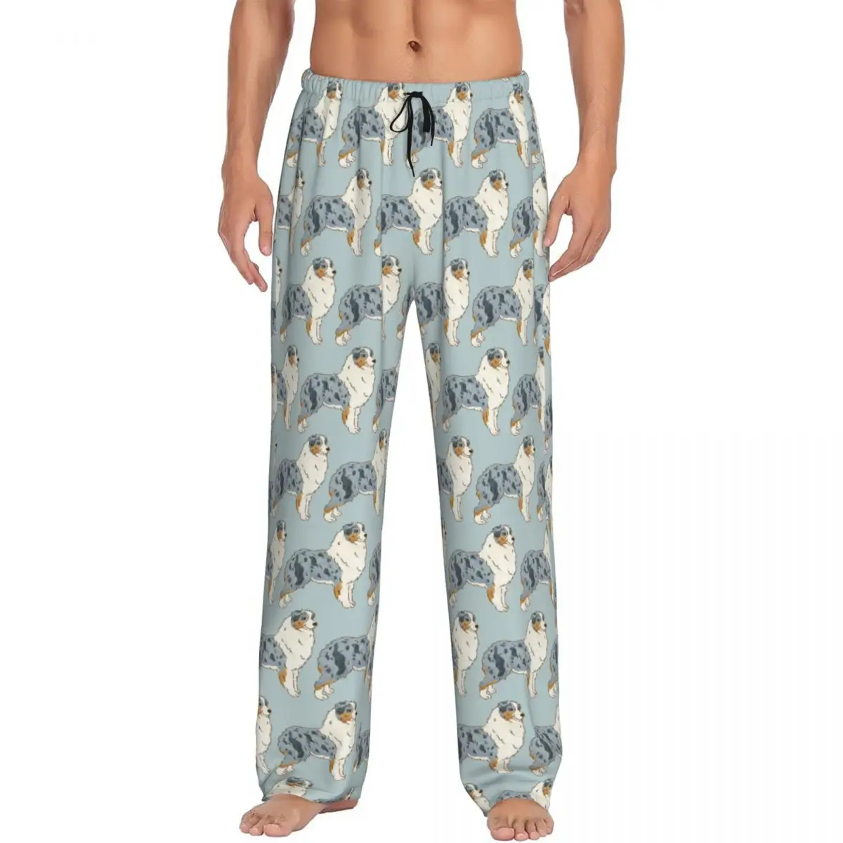 

Custom Australian Shepherd Aussie Dog Pajama Pants Men Sleepwear Sleep Lounge Bottoms with Pockets