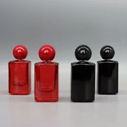 50ml Square Glass Refillable Perfume Bottle Atomizer High-grade Empty Cosmetic Container Red Black Portable Perfume Spray Bottle