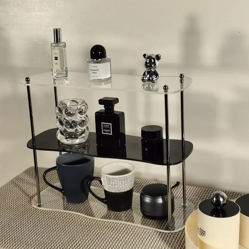 Household Desktop Water Cup Storage Rack Three Layers of Acrylic Cosmetics Perfume Display Metal Rod Detachable Display Frame