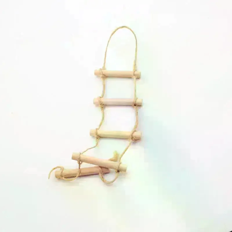 1Pcs Dollhouse Miniature Mini Wooden Hemp Rope Hanging Ladder Model For Doll House Decor Kids Pretend Play Toys Gift
