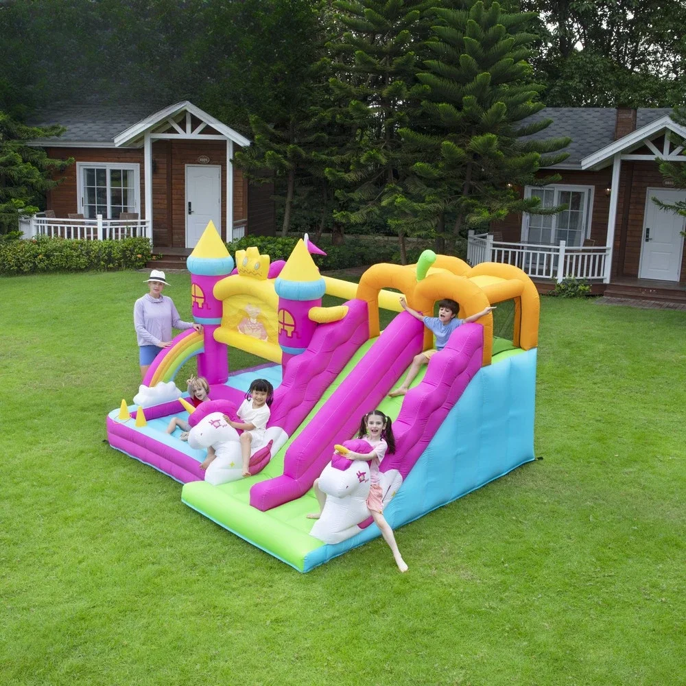 Trampolín de castillo inflable Tobogán pequeño para niños domésticos