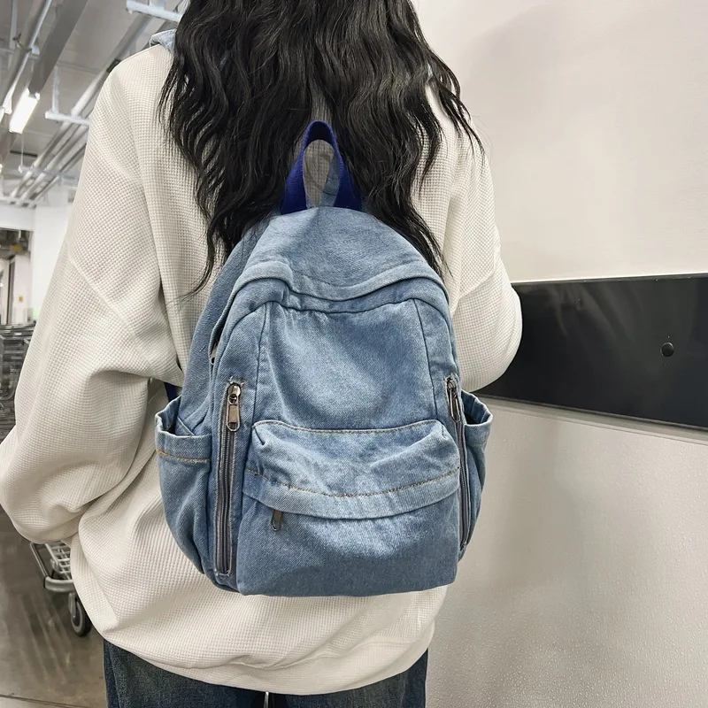 Retro Cowboy Canvas Backpack Harajuku Style Junior High School Student Casual Backpack Travel Bag mini bag itabag