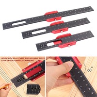 Aluminum Woodworking Tools Ruler Metal Slide Stops Inch and Metric Scale Precision Ruler T-Type Scribing Ruler