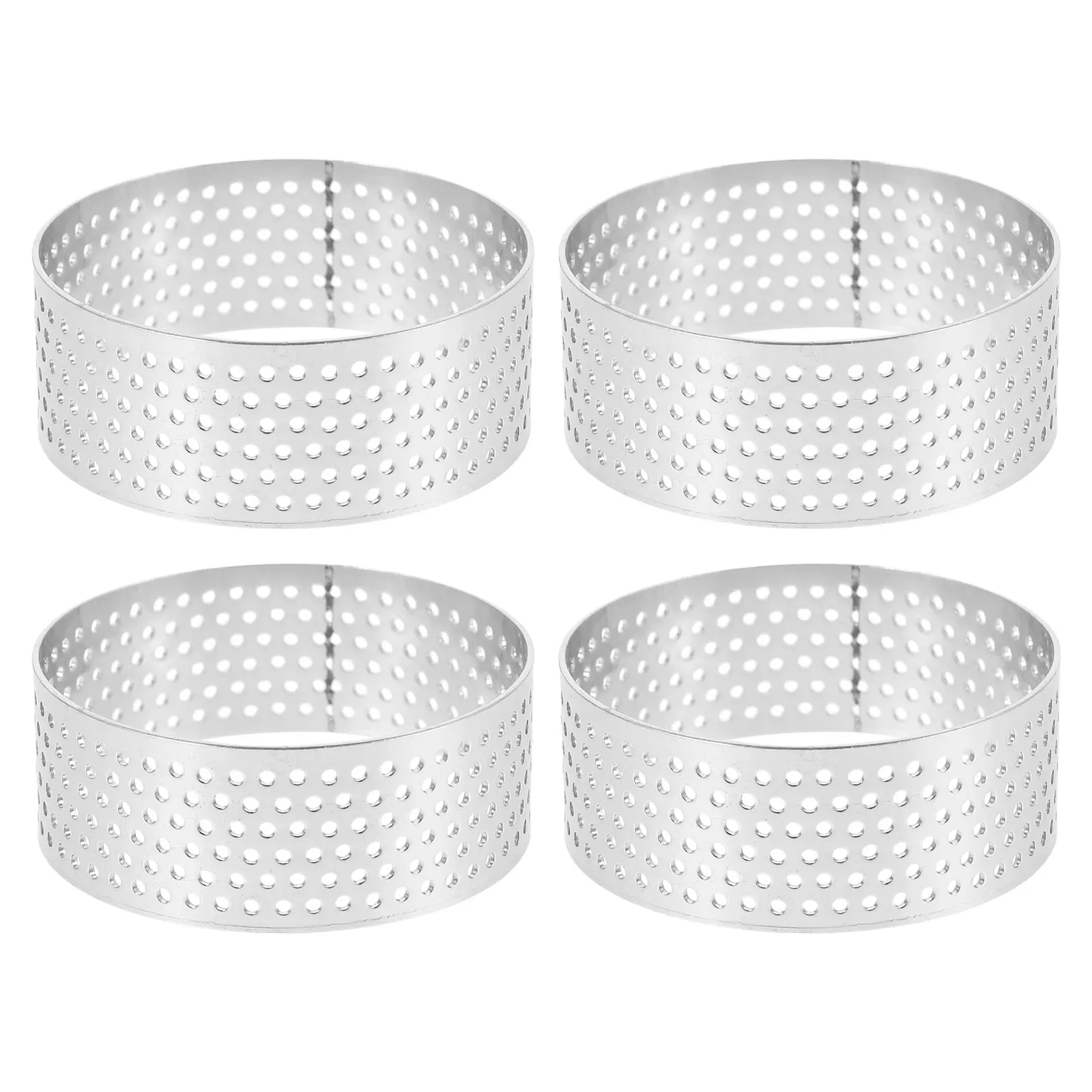 

4Pcs Tart Rings Set 1.97 Inch Stainless Steel Perforated Round Cake Rings for Baking Mousse Tarts Pies Crust Tools