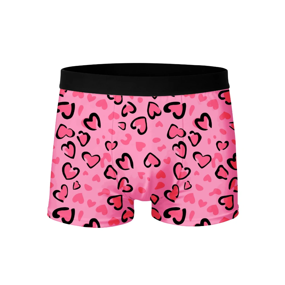 Valentine Men'S Boxer Briefs | Four Seasons Pink Hearts Pattern Print Design, Extended Leisure Underwear, Slight Stretch Fabric