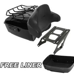 King Luggage Trunk Mount Rack Fit For Harley Touring 14-24 Gloss Black Motorcycle Tail Box