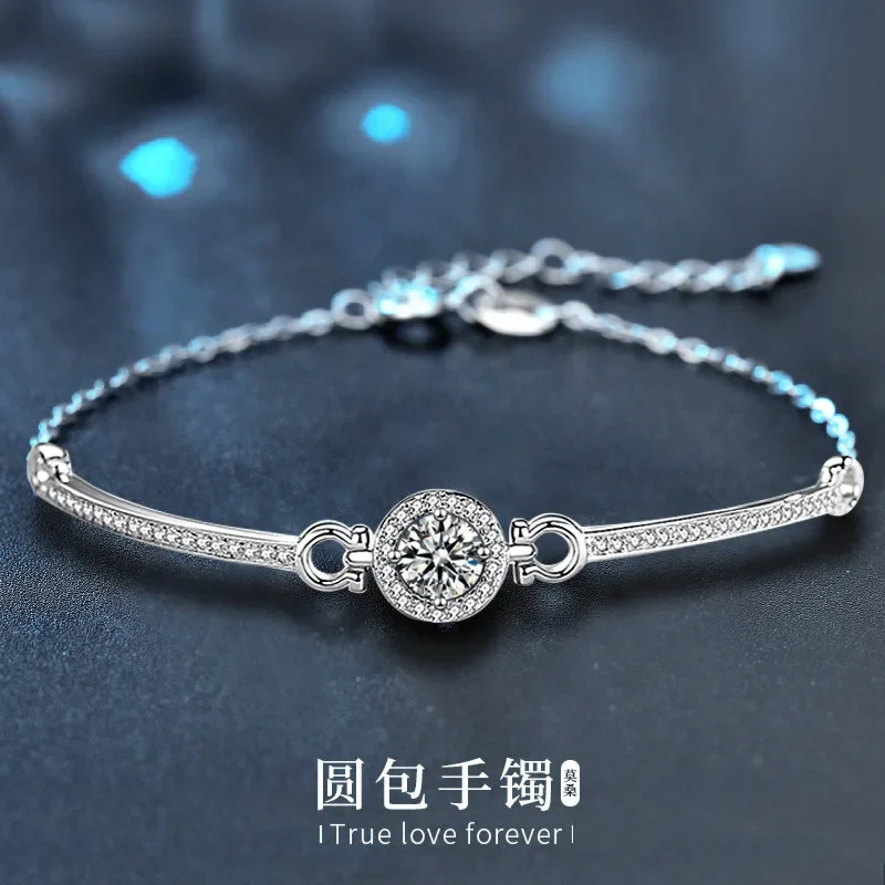 Light luxury 925 sterling silver moissanite bracelet for women, anniversary valentine's day gift