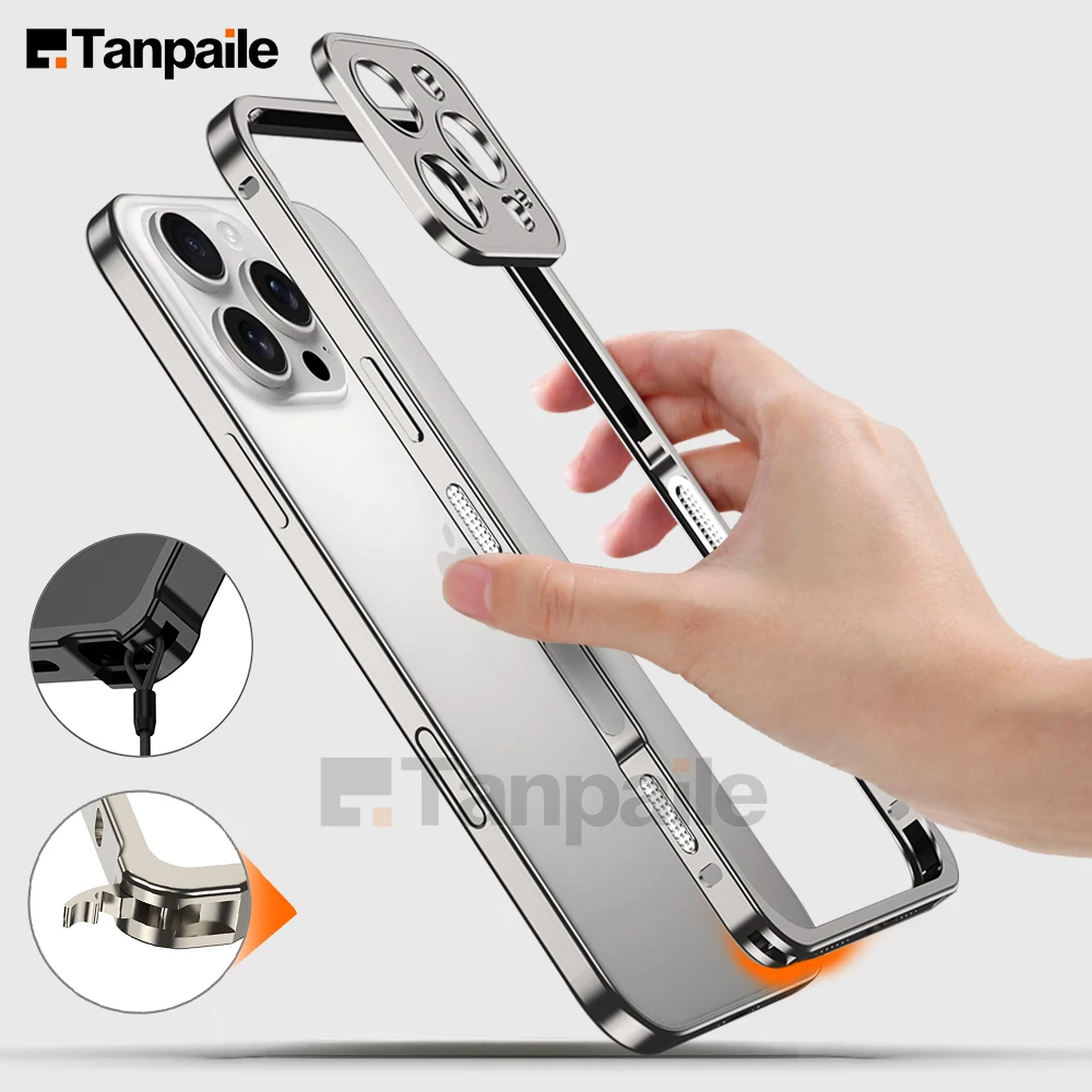 

for iPhone 16 Pro Max Metal Frame Bumper Bare Machine Heat Dissipation Case for iPhone 15 Pro Max Plus 16E 14 13 12