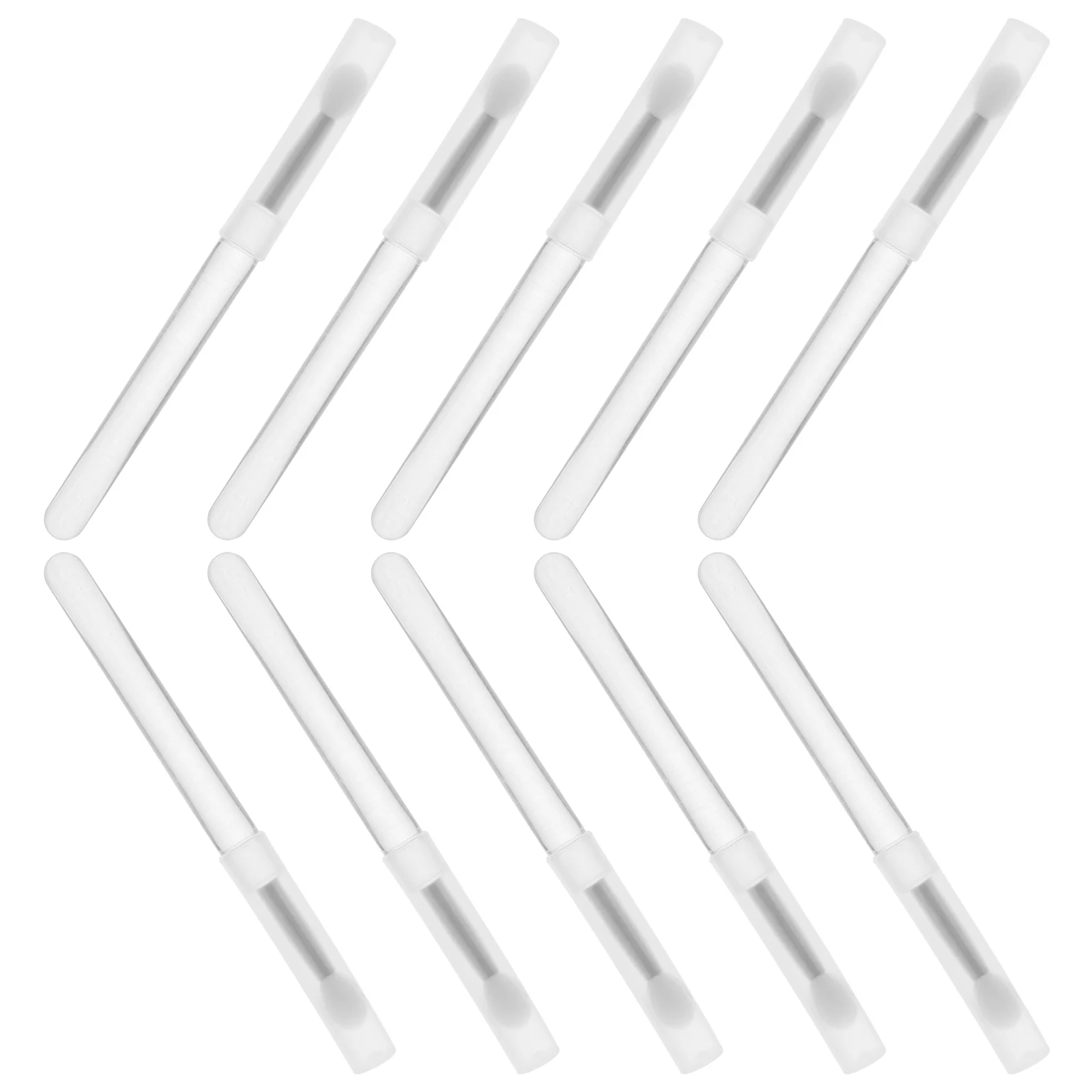 10 pçs portátil mini conjunto de escova labial pincéis de maquiagem de silicone para batom brilho labial e bálsamo com capa cerdas macias