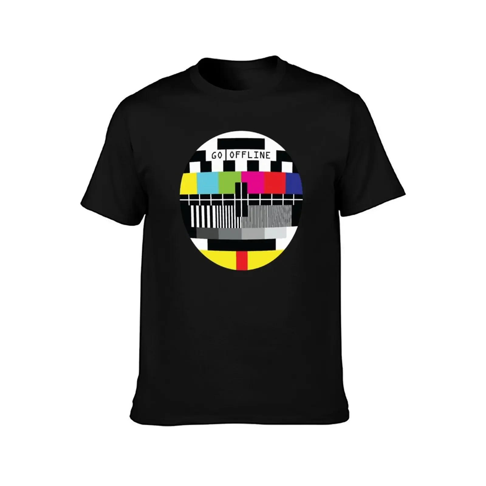 Go Offline Old TV test card35png T-Shirt oversizeds Blouse Men's cotton t-shirt