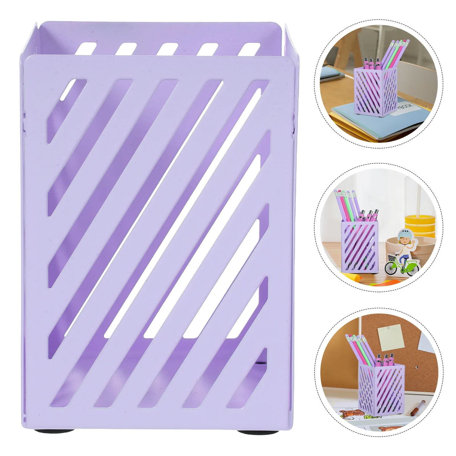 

Metal Pen Holder Square Pencil Cup For Desk Pens Markers Scissors Makeup Brushes Large Pencil Dispenser Office School