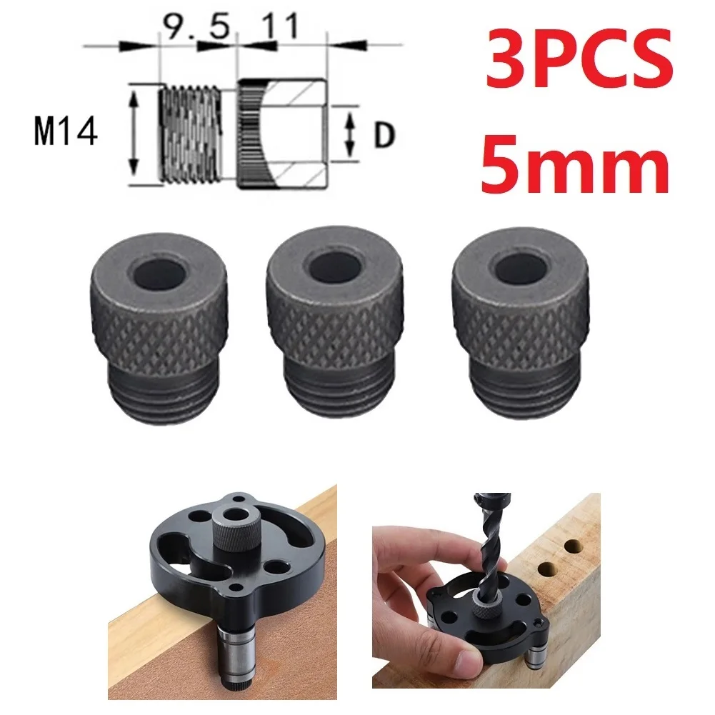 

3PCS 5mm Drill Sleeve Bushing Set for M14 Thread Dowelling Jig Used in Woodworking Drilling Guide Applications