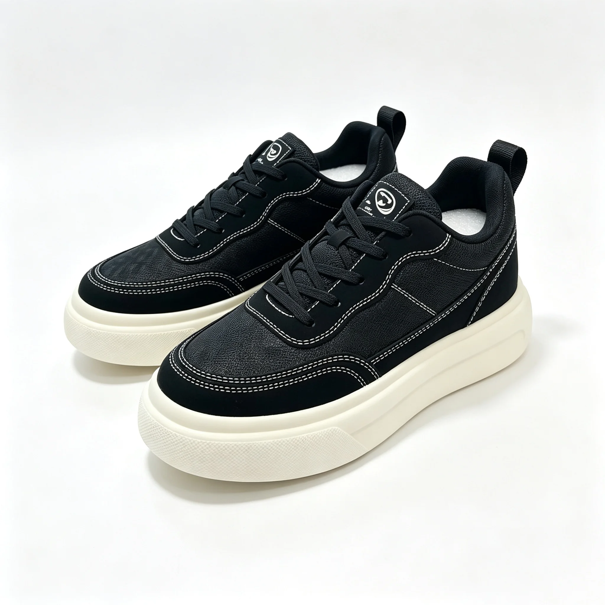 6-10CM Unsichtbare Höhenverlängerung Herren Plateau-Sneaker Schwarz Atmungsaktive Schnürschuhe Casual Höhenerhöhende Skate-Schuhe Alltagsschuhe zum Spazierengehen – Detail 9