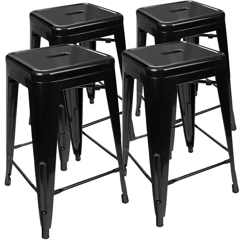 24 Inches Metal Barstool Set of 4 – Counter Height Backless Bar Stool Kitchen Island, Breakfast,, Pub, Restaurant,