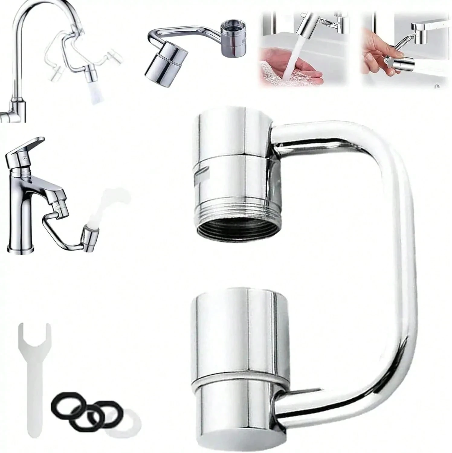 Rotating Faucet Aerator Extension For Kitchen And Bathroom Sinks 2 - Mode Splash 1PC All - Angle Control Ideal For Home Use
