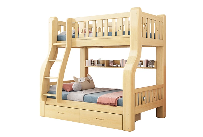 Full solid wood bunk bed, d, motherd, , lower table, high and low bunk bed, bunk bed