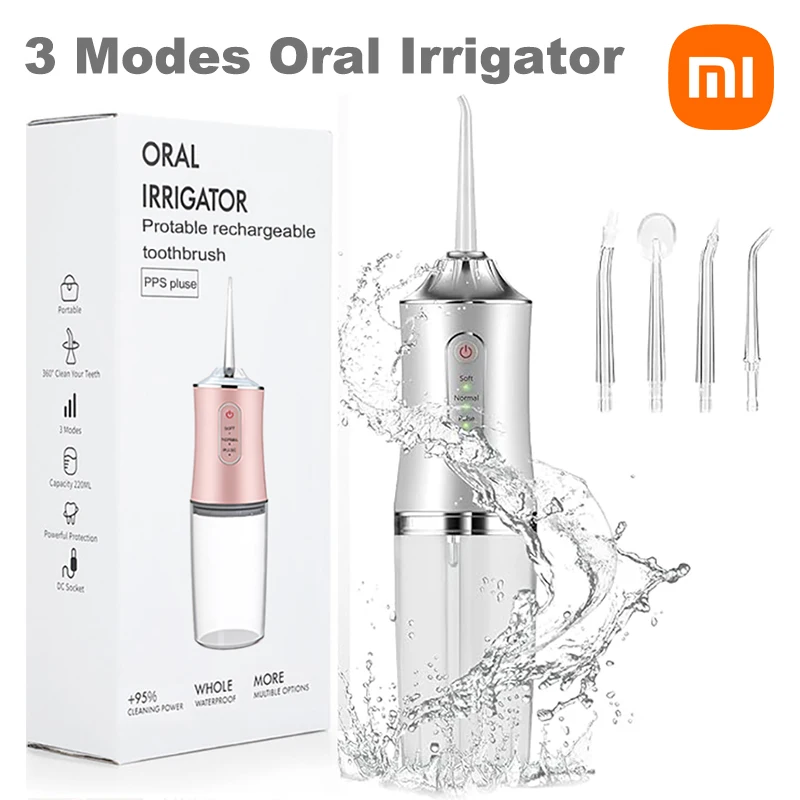 Xiaomi Electric Dental Water Flosser 3 Oral Irrigator Portable Dental Bed Sprinkler Jet Toothpick Mouth Washing Machine 4 Nozzle