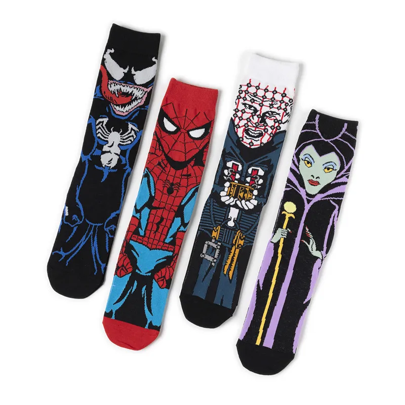 New Marvel Spiderman Socks Cartoon Anime Movie Venom Cotton Socks Mid-calf Men and Women\'s Warm Sock Average Size