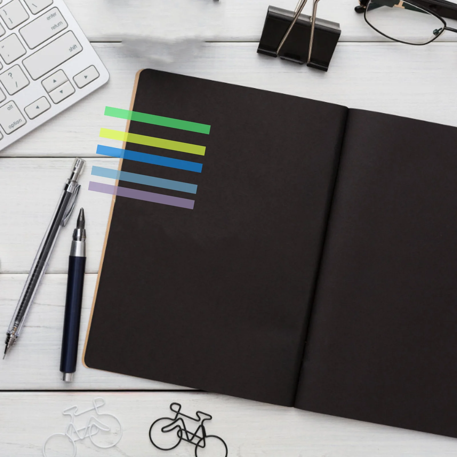 

5Pcs Clear Stick Note Pads Ultrathin Self-Adhesive Highlighter Strips for Marking Important Text and Key Points