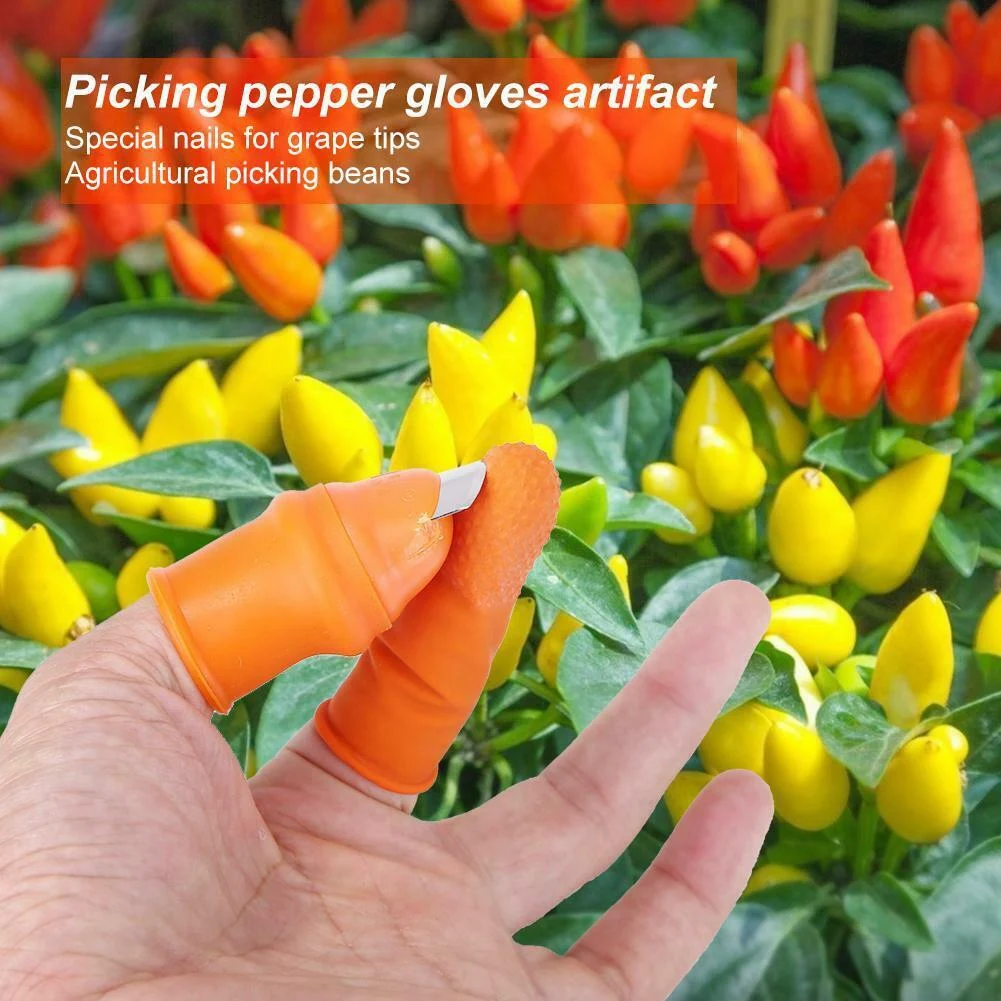AT77 Gardening Silicone Thumb Knife with Finger Cots Thumb Knife Picker for Fruits Vege-L