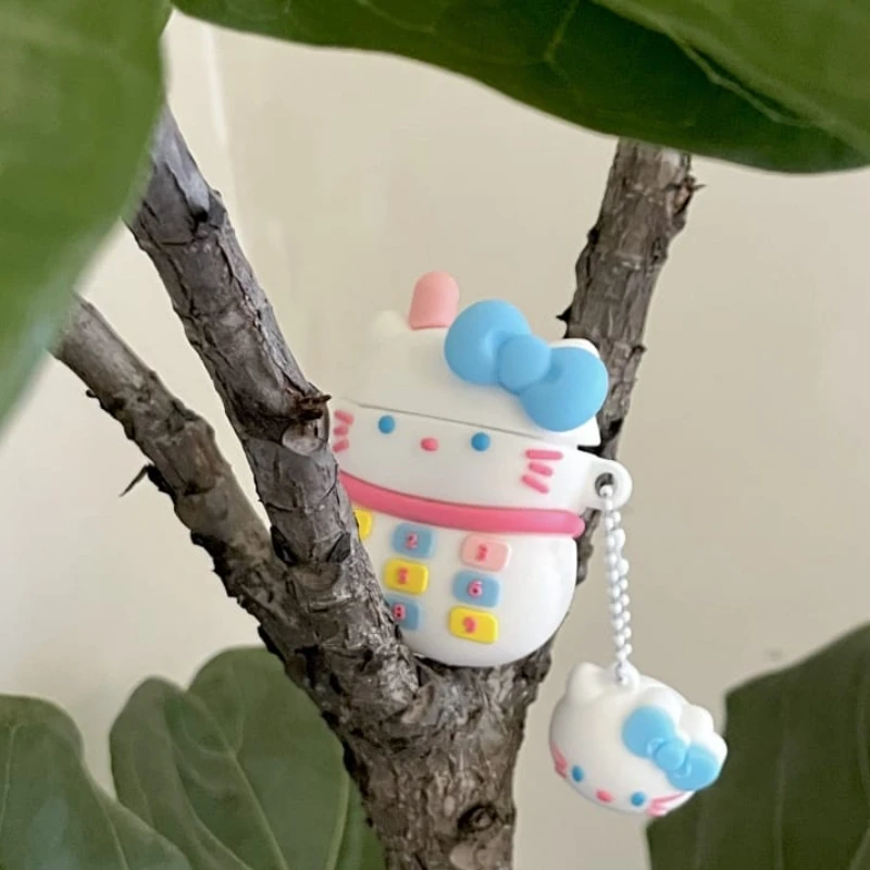 Hot Cute Cartoon Anime Role Telephone Hello Kitty Earphone Protective Case for AirPods 1 2 3 Pro 2rd Soft Silicone Protect Cover