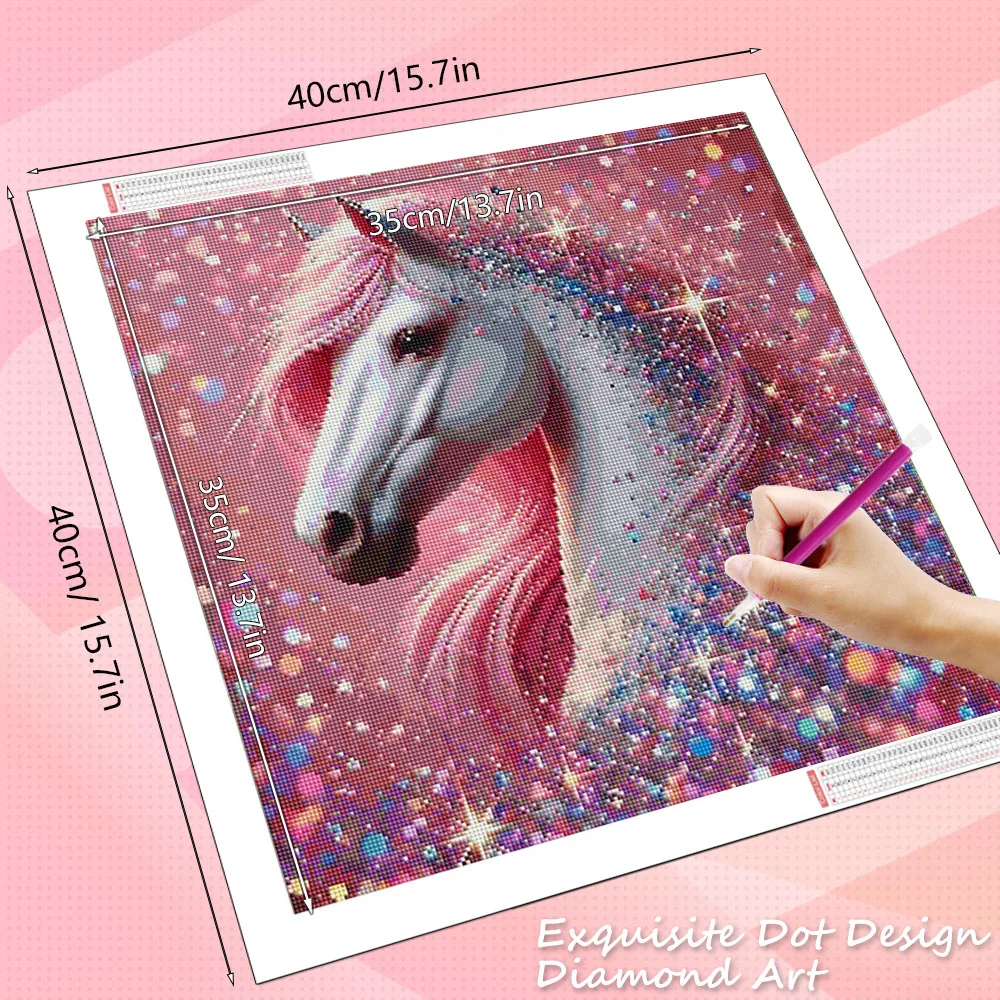 HUACAN Diamond Art Square Horse Animal Cross Stitch Home Wall Decoration Diamond Mosaic Novelties 2026 Pink Fantasy