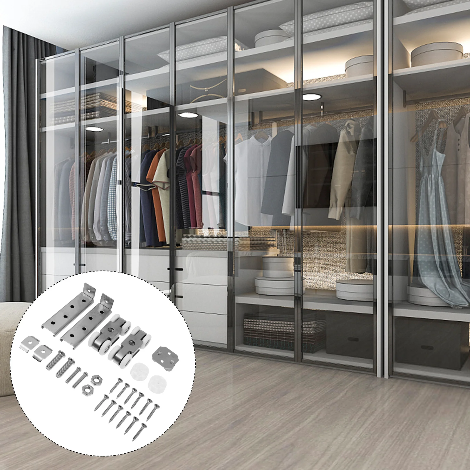 

1Set Stainless Steel Sliding Door Roller Heavy Duty Track Rollers for Barn Door Wardrobe Closet Smooth Glide Hardware