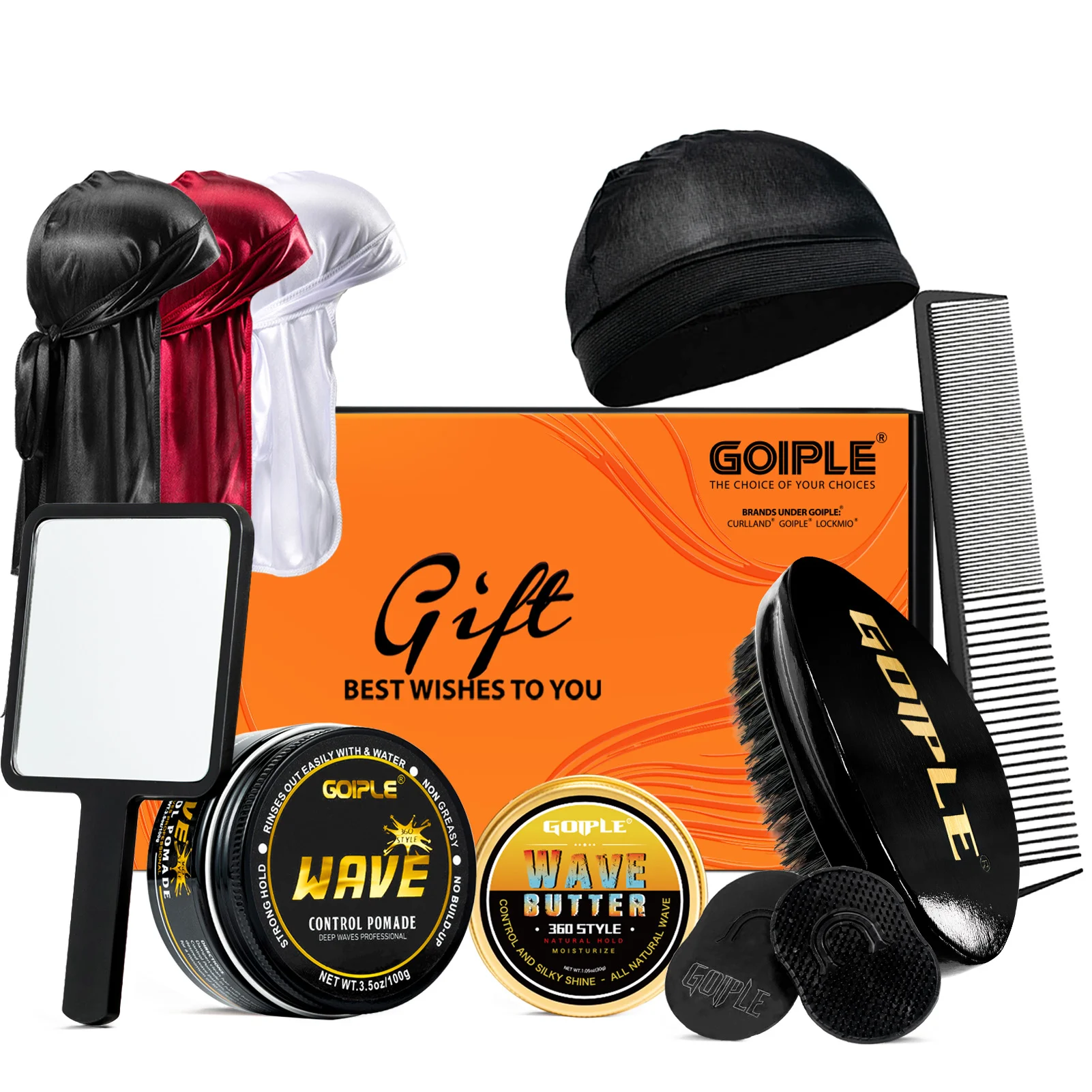 

Wave Control Pomade 360 Wave Style Gift Kit for Men, Strong Hold Wave Grease Define 360 Wave-style with Wave Butter & Tools