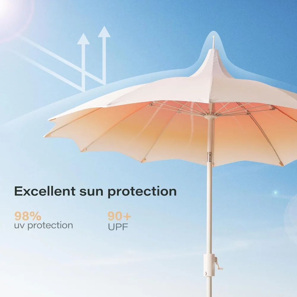 المنزل 9ft معبد مظلة فناء في الهواء الطلق شكل البتلة المظلة فناء الجدول مظلة بركة السوق مظلة مع 360 ° دوران #4