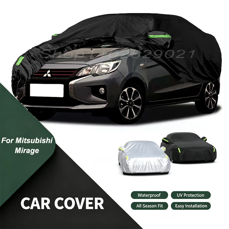 Car Cover For Mitsubishi Mirage Waterproof Dustproof Outdoor Protection, UV Snow Sun Resistant Auto Exterior Cover Car Sunshade