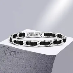 Vnox-Bracelet noir en acier inoxydable pour homme et femme, maillons cubains, bijoux cadeaux, 7.5mm