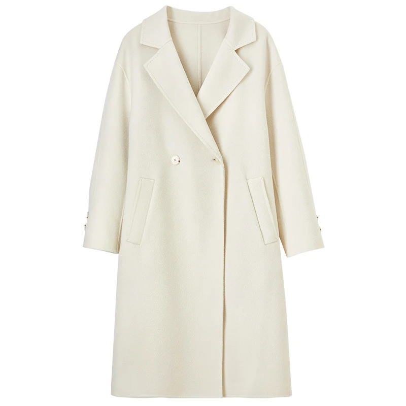 معطف شتوي طويل من الصوف 100% من Sentubila للنساء ملابس خارجية 2024 معطف كوري أنيق بياقة مدببة مزدوج الجوانب W44O56471X #6