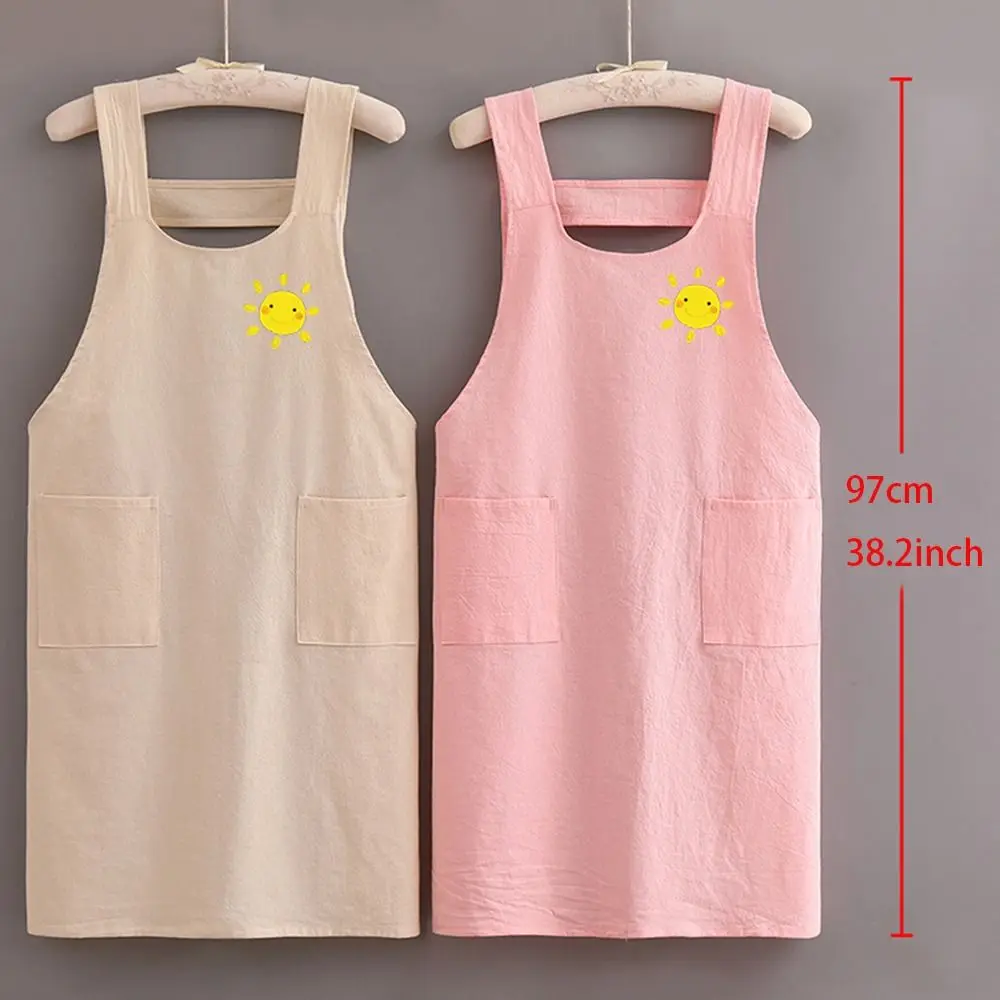 Pure Cotton Apron New Kitchen Home Cooking Anti fouling Breathable Female Work Clothes Adult Waist Aprons