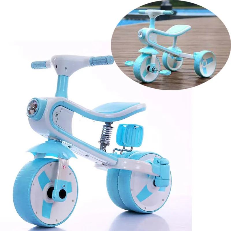 

2 In 1 Children's Three Wheels Tricycle Bike Kids Bicycle Balance Bike Ride on Toys Kids' Tricycle with Light Music Baby Trike