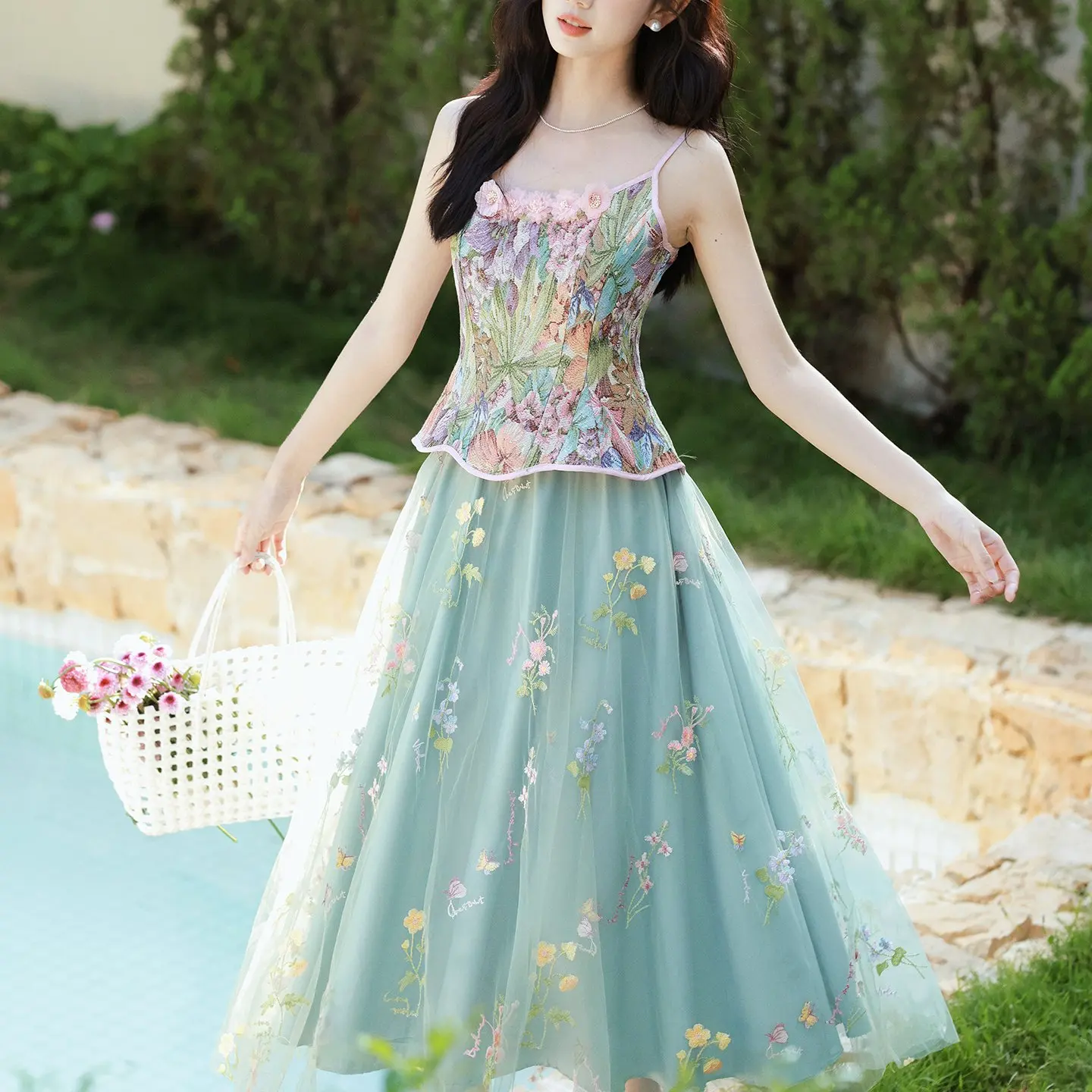 

Tie Dye Flower ter Top Me Skirt Set Summer Holiday Outfit Vintage Sle Women's Faion Two-Piece Ensemble